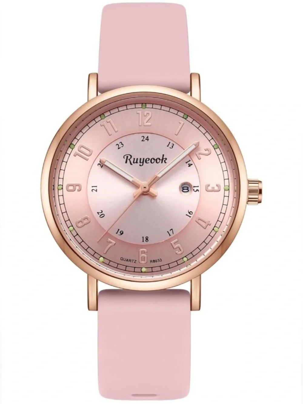 Women's Pink Analog Quartz Silicone Band Resistant Nurses Classic Wrist Watch